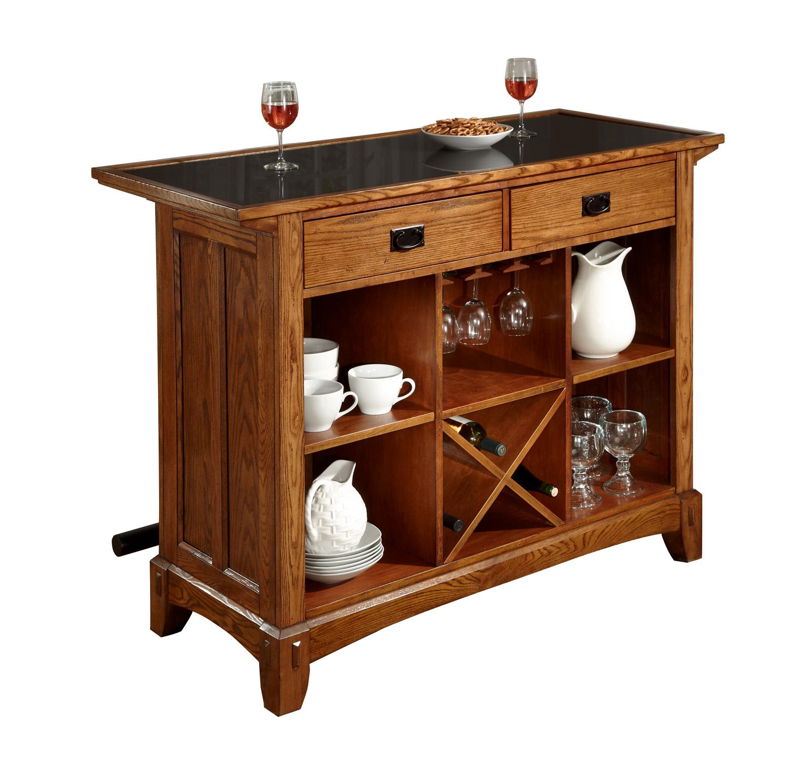 Home Styles Arts and Crafts Mission Style Bar with Storage and Granite